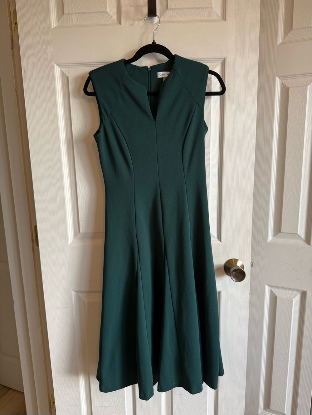 Calvin Klein Posh Elegant Forest Green Holiday Sleeveless Fit & Flare Dress